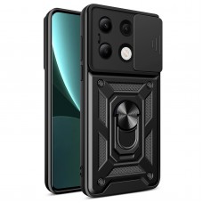 Θήκη Κινητού BBR Slider One Αντικραδασμική ( Armor - Shockproof ) με ενσωματωμένη βάση-δαχτυλίδι και κάλυμμα καμερών για XIAOMI REDMI NOTE 13 5G BLACK